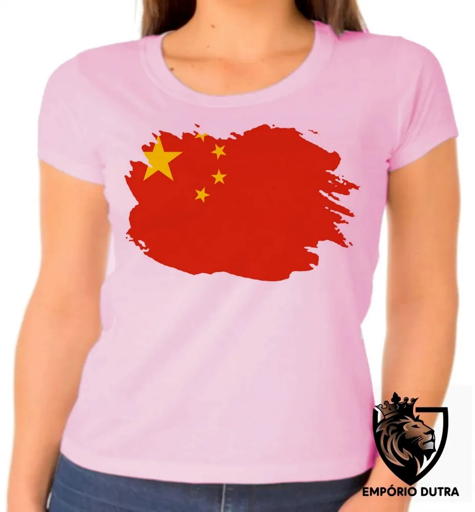 Baby look blusa Feminina bandeira China asia Imagem