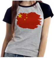 Baby look blusa Feminina bandeira China asia - Foto 2