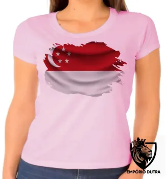 Baby look blusa Feminina bandeira Cingapura Singapura