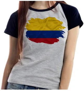 Baby look blusa Feminina bandeira Colômbia america latina - Foto 2