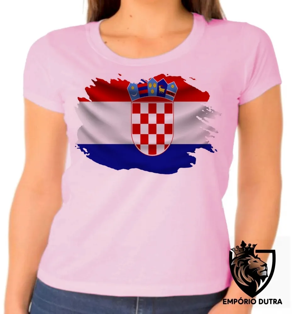 Baby look blusa Feminina bandeira Croacia croatia Imagem