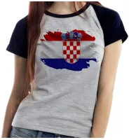 Baby look blusa Feminina bandeira Croacia croatia - Foto 4