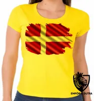 Baby look blusa Feminina bandeira Dinamarca europa - Foto 3