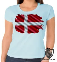 Baby look blusa Feminina bandeira Dinamarca europa - Foto 4
