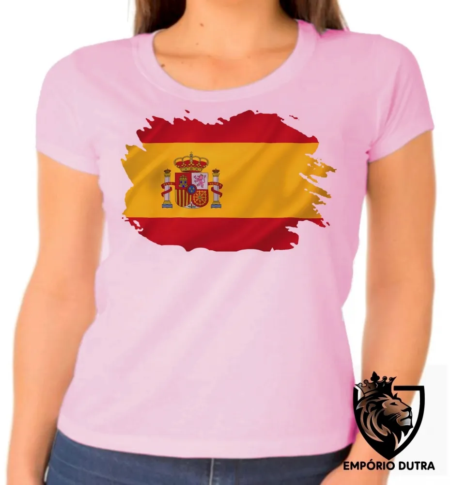Baby look blusa Feminina bandeira Espanha europa