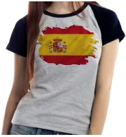 Baby look blusa Feminina bandeira Espanha europa - Foto 2