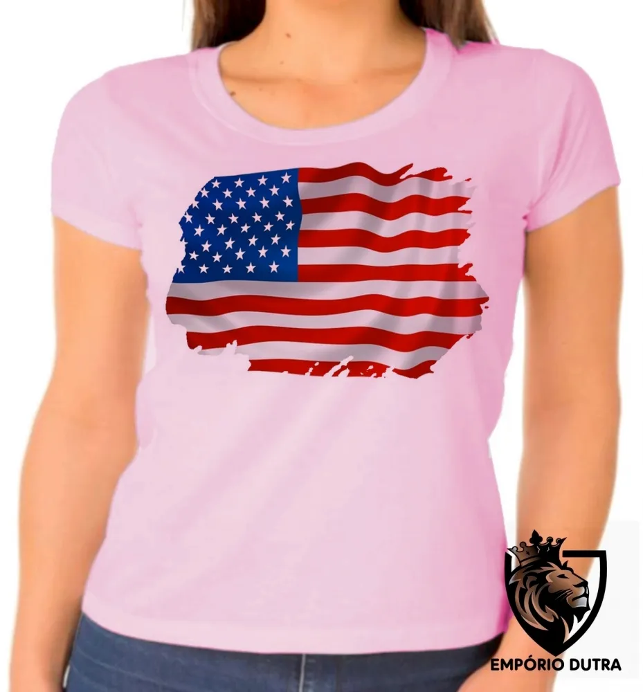 Baby look blusa Feminina bandeira Estados unidos america