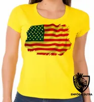 Baby look blusa Feminina bandeira Estados unidos america - Foto 3