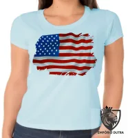 Baby look blusa Feminina bandeira Estados unidos america - Foto 4