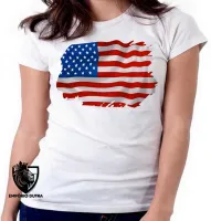 Baby look blusa Feminina bandeira Estados unidos america - Foto 6