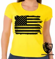 Baby look blusa Feminina bandeira estados unidos preto black - Foto 3