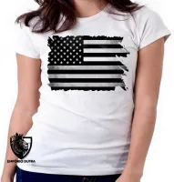 Baby look blusa Feminina bandeira estados unidos preto black - Foto 6