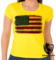 Baby look blusa Feminina bandeira estados unidos rasgada - Foto 3