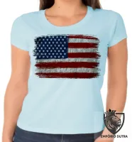 Baby look blusa Feminina bandeira estados unidos rasgada - Foto 4