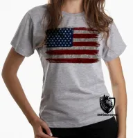 Baby look blusa Feminina bandeira estados unidos rasgada - Foto 5