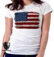 Baby look blusa Feminina bandeira estados unidos rasgada - Foto 6