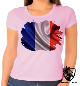 Baby look blusa Feminina bandeira França europa