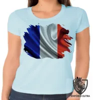 Baby look blusa Feminina bandeira França europa - Foto 4