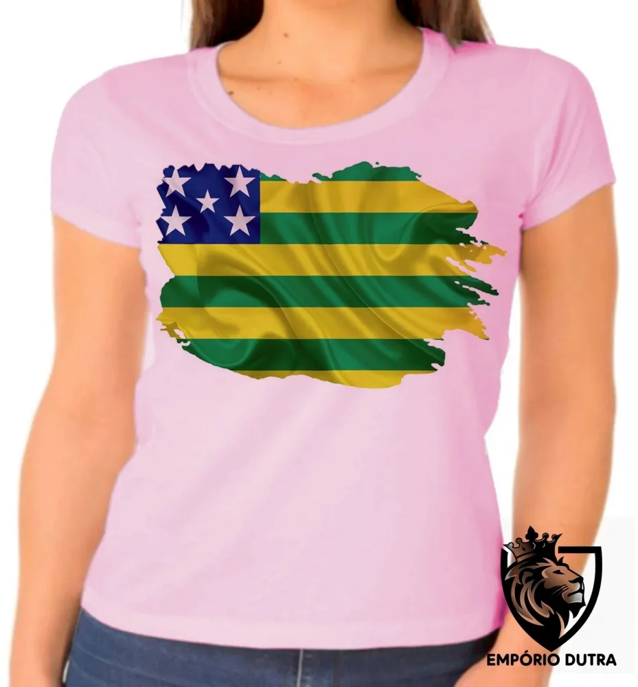Baby look blusa Feminina bandeira Goiás