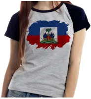 Baby look blusa Feminina bandeira haiti ilha caribe - Foto 2