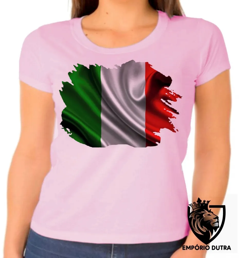 Baby look blusa Feminina bandeira Itália italiano europa