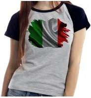 Baby look blusa Feminina bandeira Itália italiano europa - Foto 2