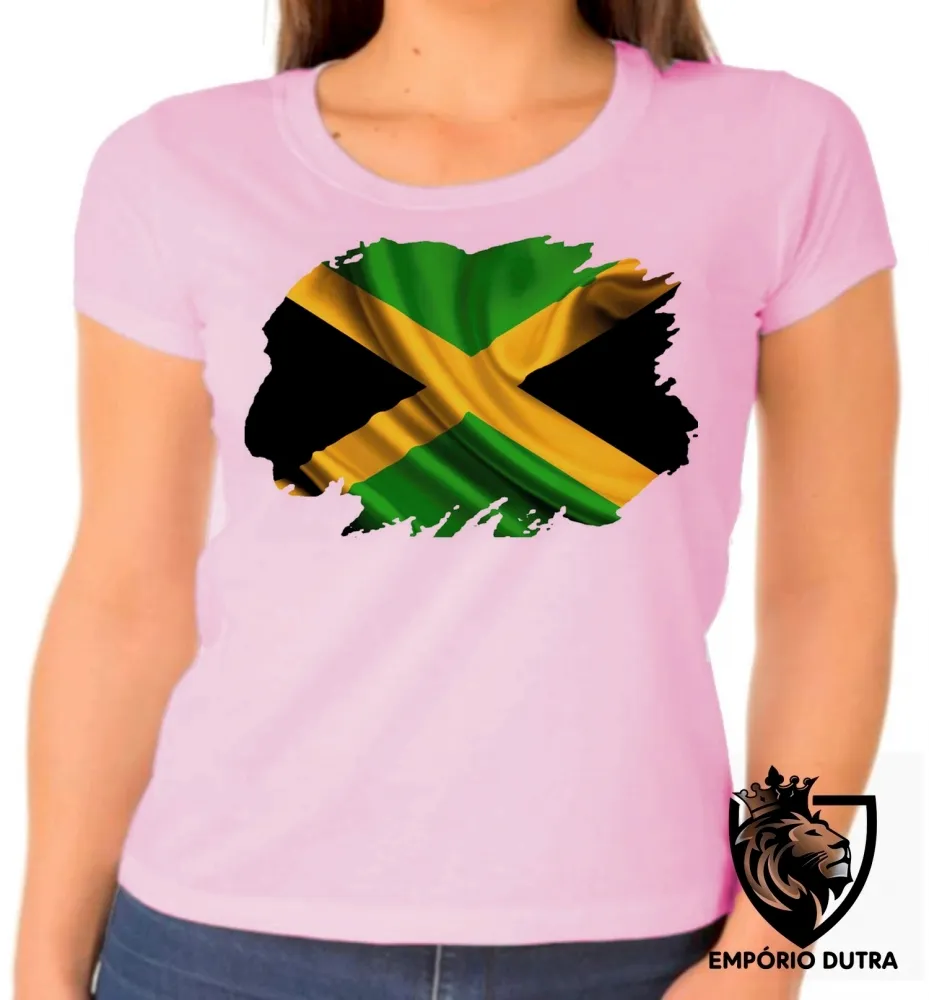 Baby look blusa Feminina bandeira Jamaica marley Imagem