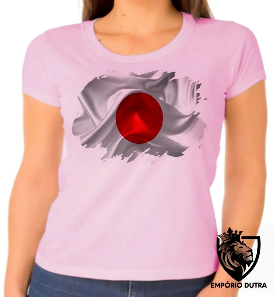 Baby look blusa Feminina bandeira Japão oriental