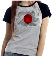 Baby look blusa Feminina bandeira Japão oriental - Foto 2