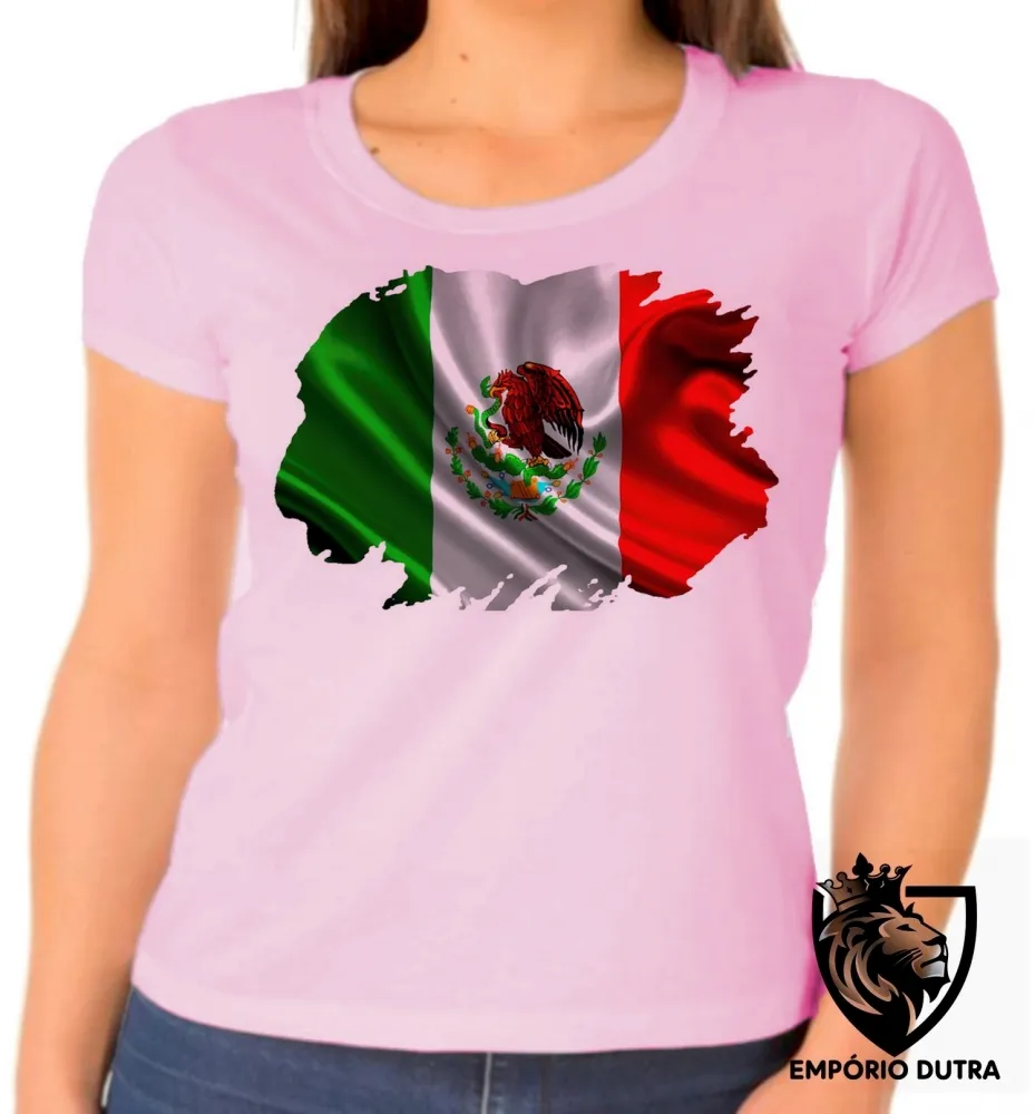 Baby look blusa Feminina bandeira Mexico mexicano