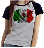 Baby look blusa Feminina bandeira Mexico mexicano - Foto 2
