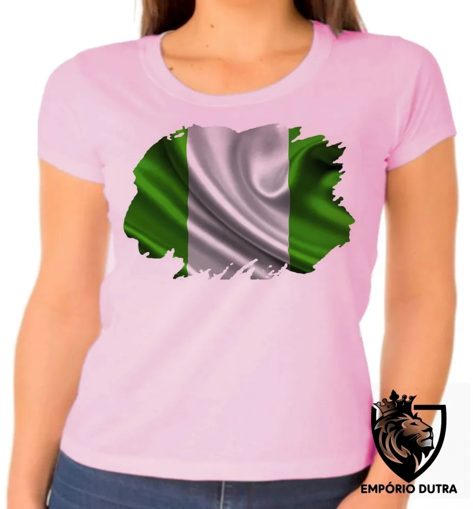 Baby look blusa Feminina bandeira Nigéria africa Imagem