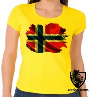 Baby look blusa Feminina bandeira Noruega escandinavo - Foto 3