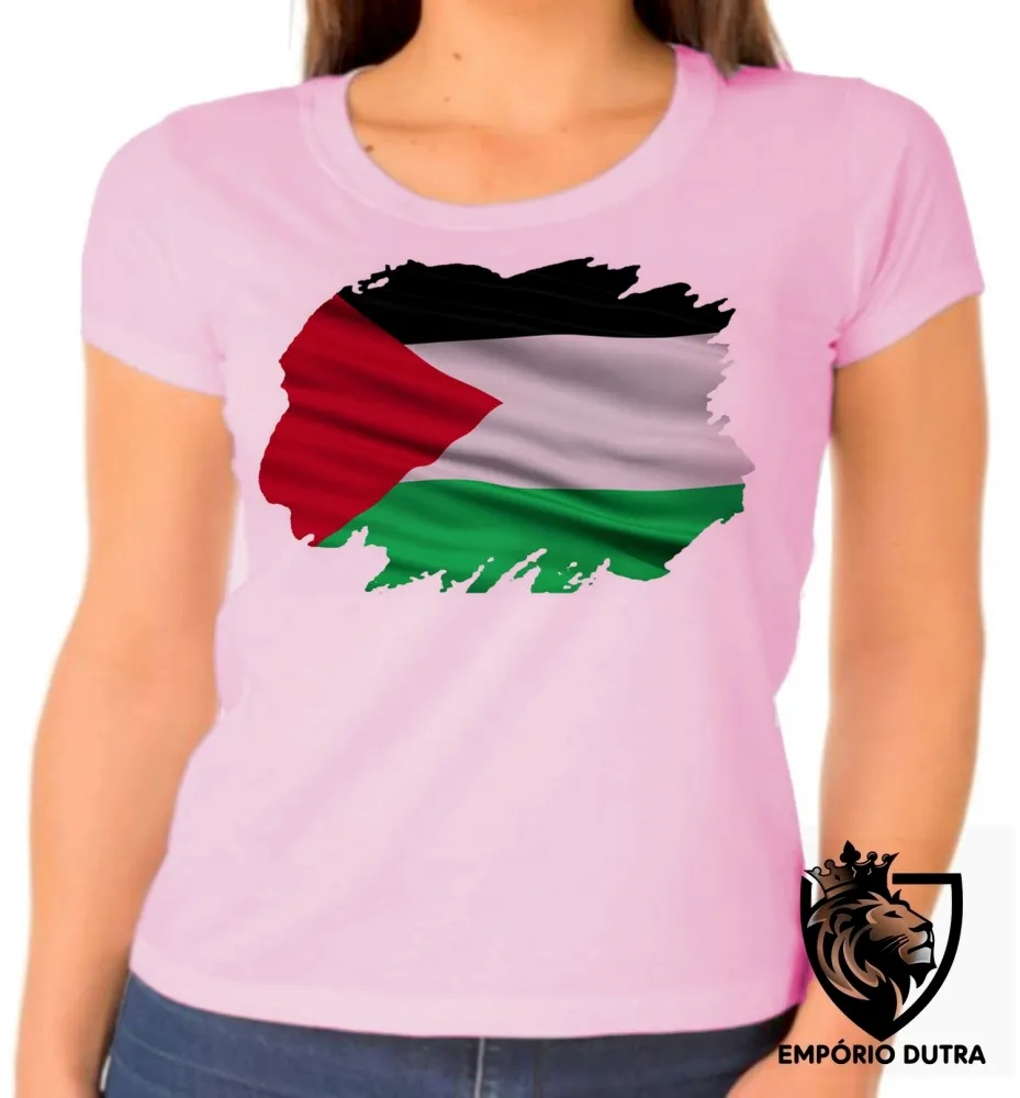 Baby look blusa Feminina bandeira Palestina Imagem