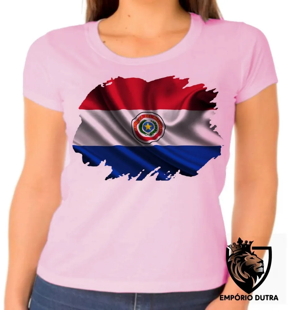 Baby look blusa Feminina bandeira Paraguai america Imagem