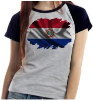 Baby look blusa Feminina bandeira Paraguai america - Foto 3
