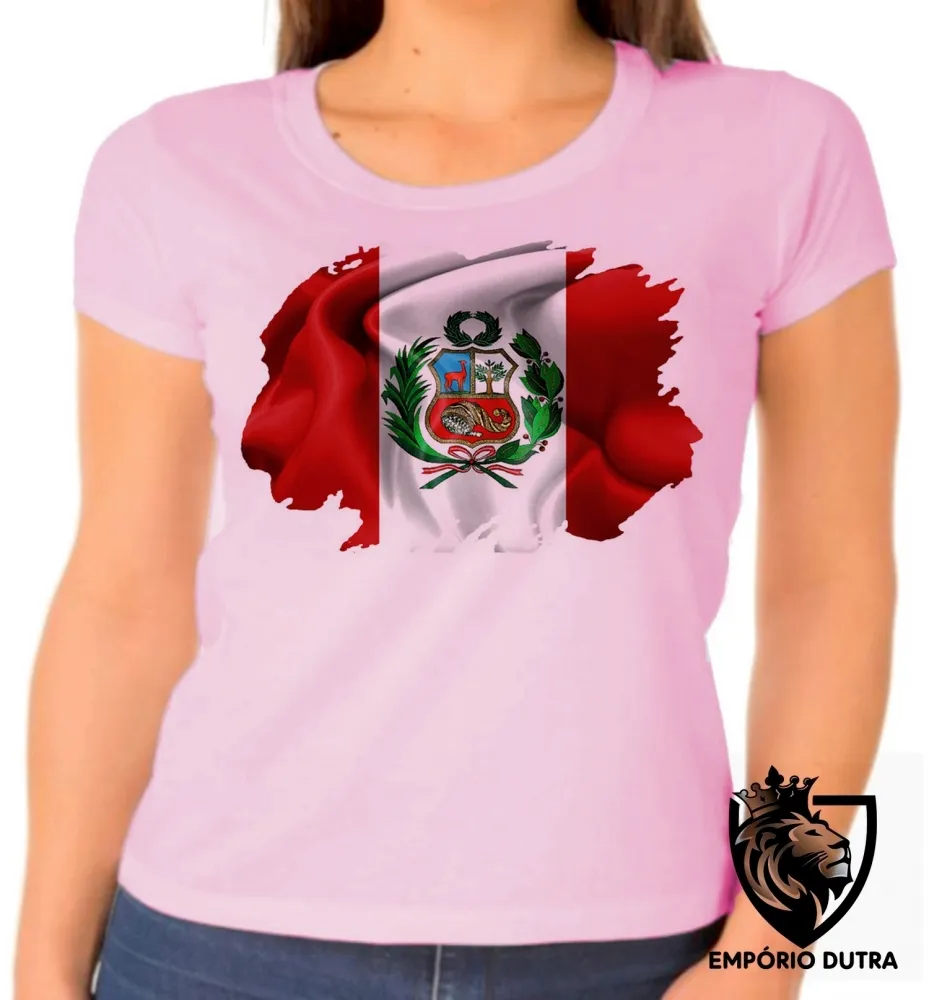 Baby look blusa Feminina bandeira Peru america latina