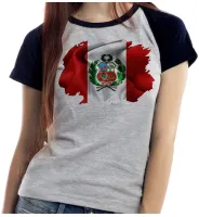 Baby look blusa Feminina bandeira Peru america latina - Foto 2