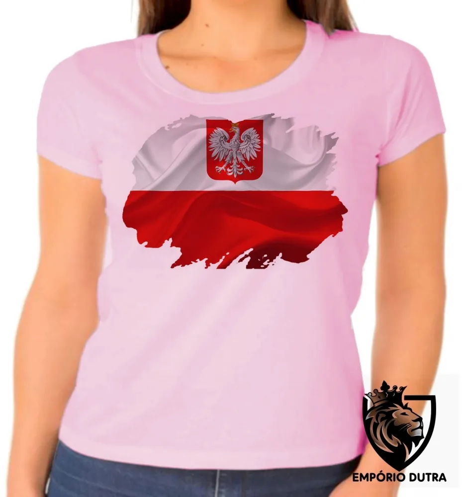 Baby look blusa Feminina bandeira Polônia