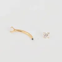 Micro Bell Curvo Titânio PVD GOLD com Pedra Cravejada 3mm TIT12 - Foto 2
