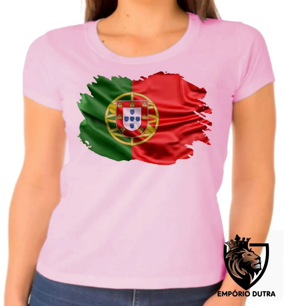 Baby look blusa Feminina bandeira Portugal Imagem