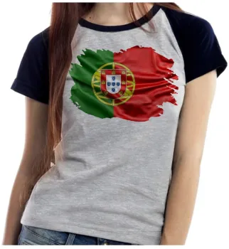 Baby look blusa Feminina bandeira Portugal - Foto 2