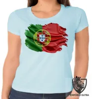 Baby look blusa Feminina bandeira Portugal - Foto 4