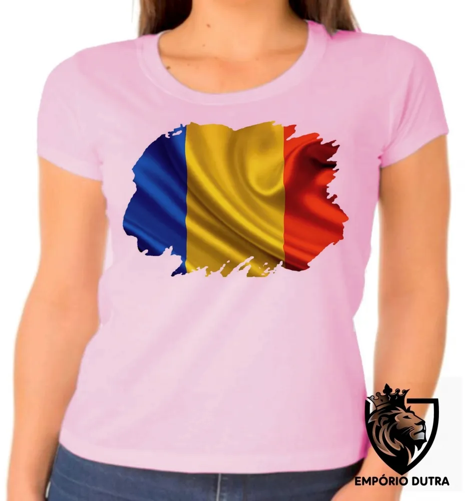 Baby look blusa Feminina bandeira Romênia