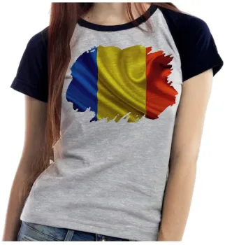 Baby look blusa Feminina bandeira Romênia - Foto 2