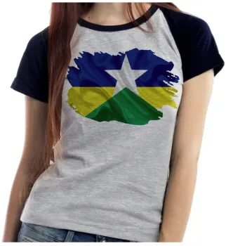 Baby look blusa Feminina bandeira Rondônia - Foto 2