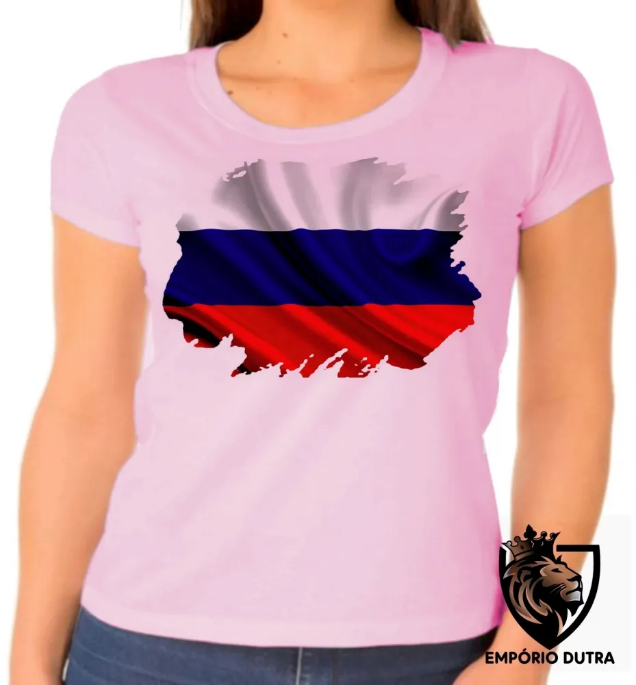 Baby look blusa Feminina bandeira Russia russo