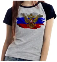 Baby look blusa Feminina bandeira Russia russo - Foto 2