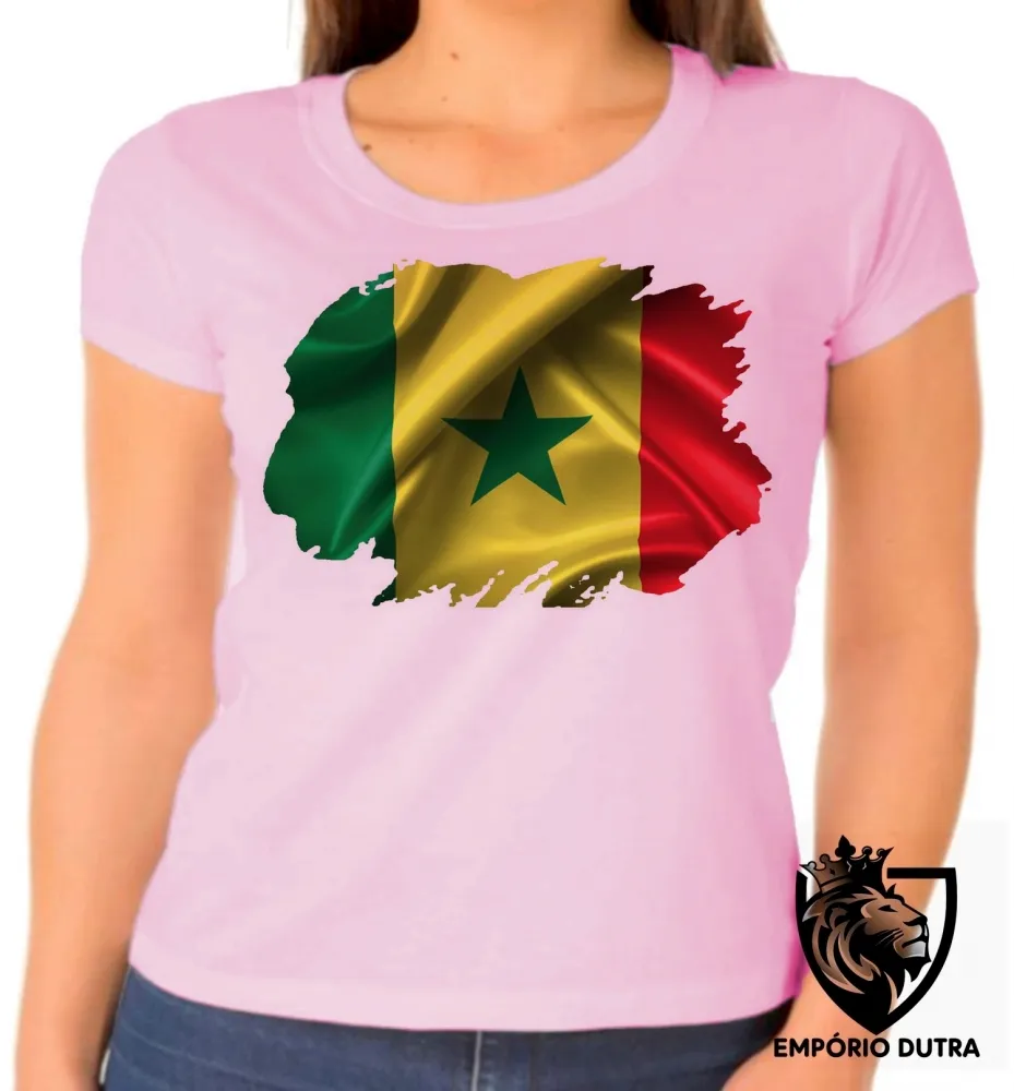 Baby look blusa Feminina bandeira Senegal africa Imagem