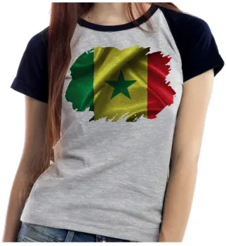 Baby look blusa Feminina bandeira Senegal africa - Foto 2